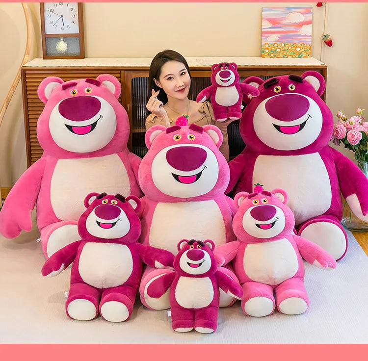 80cm Kawaii Strawberry Bear Plush Toy Bia Size Lotso Stuffed Doll Large Soft Animal Kids Birthday Gift for Girls and Children