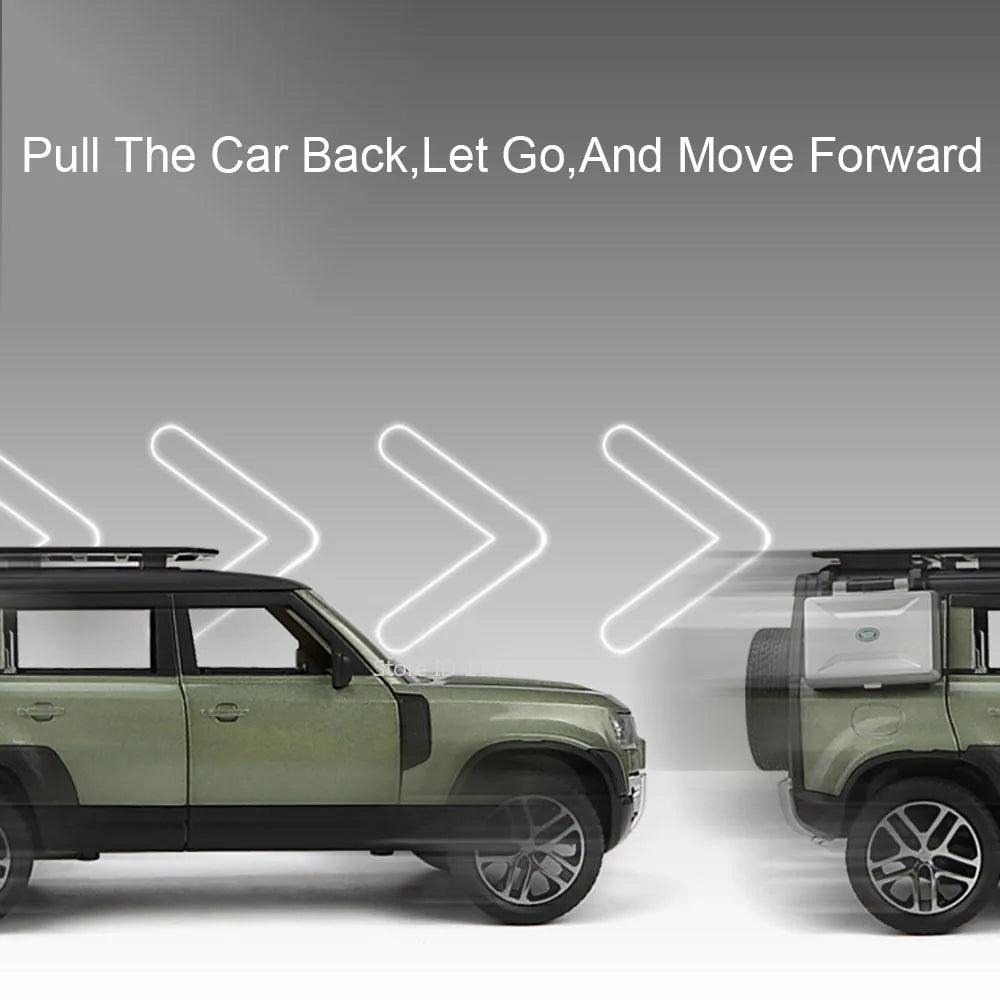 1:24 Scale Land Rover Defender Range Rover Model Car Toy Metal Diecast Sound Light Off Road Vehicles Miniature Models Boys Gifts