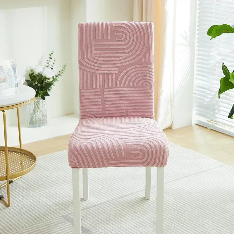 1PC Elastic Dining Room Chair Cover Jacquard Kitchen Chair Slipcovers Seat Covers Removable for Hotel Wedding Banquet Home