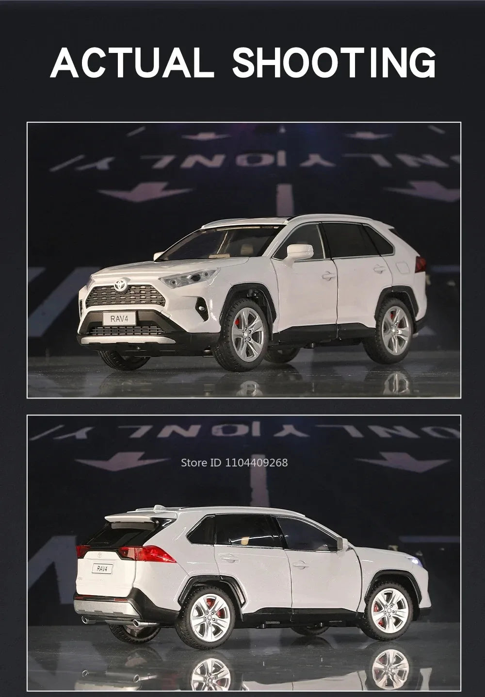 1:24 Scale RAV4 Camry Model Car Toy Metal Diecast Simulation Collection Sound & Light Vehicles Models Hobby Ornaments Gifts