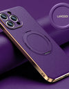 Magnetic Leather for Magsafe Case for iPhone 16 15 14 Pro Max 16Pro Ring Luxury Lens Protection Holder Phone Back Cover