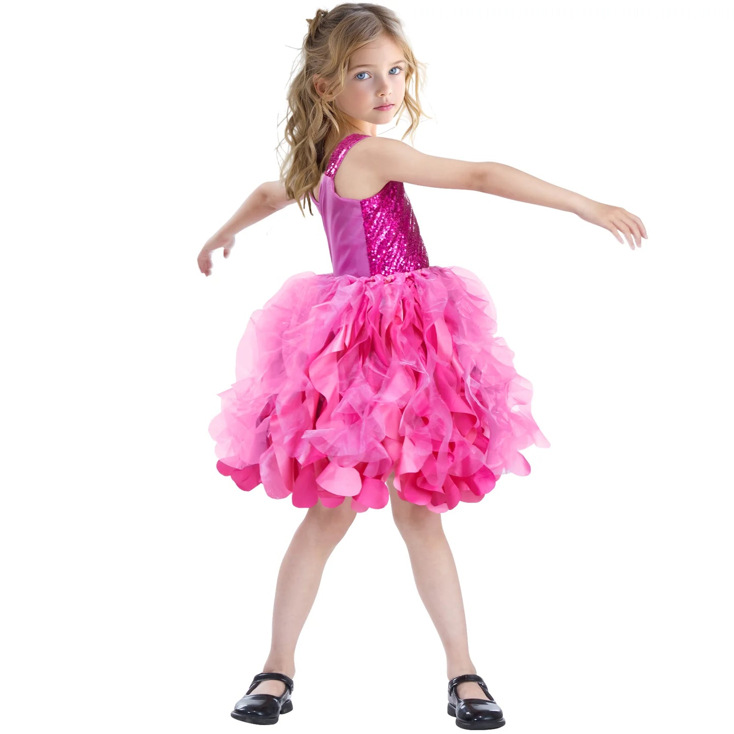 Sequin Pageant Dress with Spiral Hem Birthday Party Gown