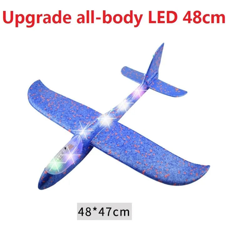 48cm LED DIY Kids Toys Hand Throw Flying Glider Planes Foam Aeroplane Model Party Bag Fillers Flying Glider Plane Toys Kids Game