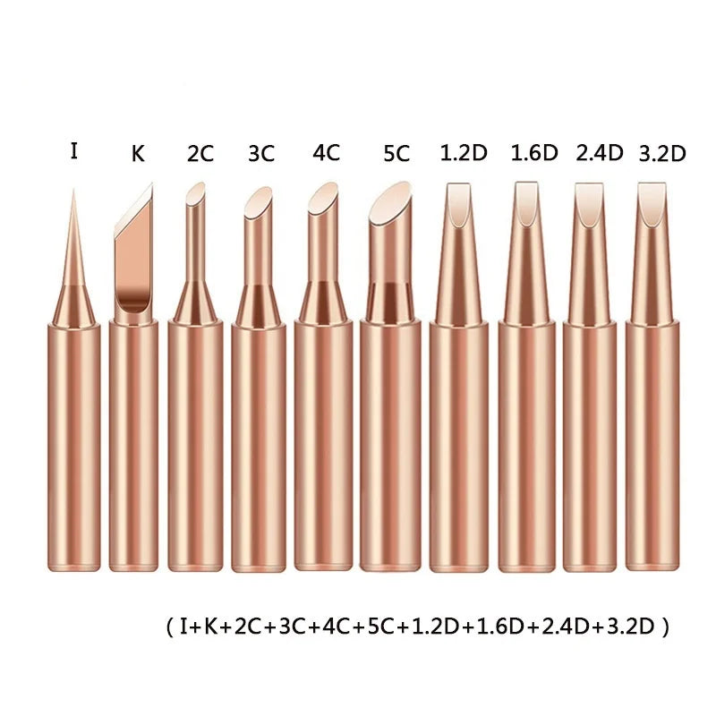 10Pcs Soldering Iron Tip Pure Copper 900M Soldering Iron Head Set Inside Hot Bare Copper Electric Soldering Iron Welding Tools