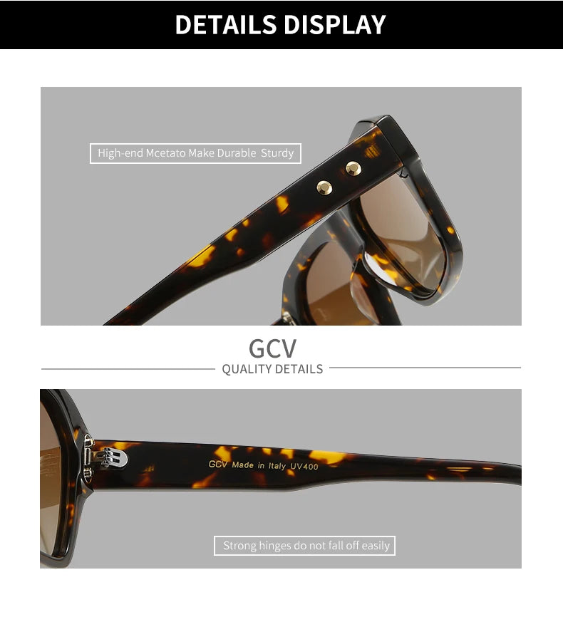 Acetate Square Polarized UV400 Mirror Gradient Fashion Sunglasses for Men Women Luxury Eyewear