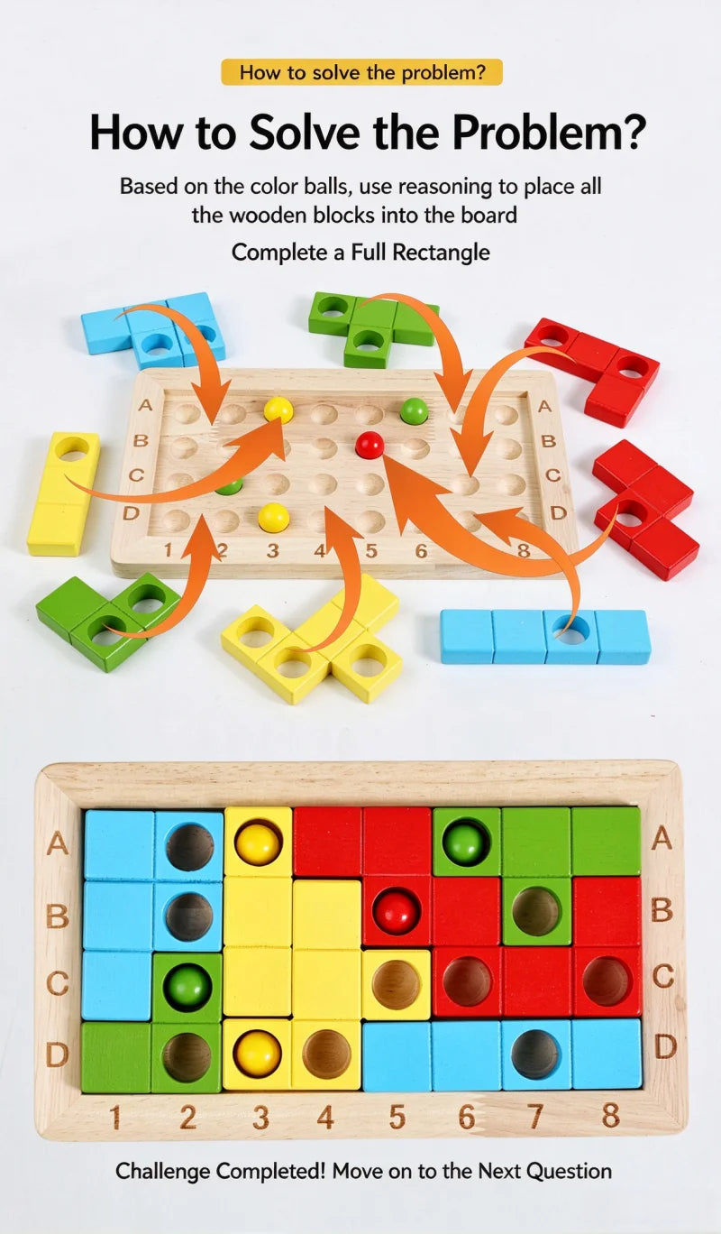 Wooden Magic Ball Cube Logic and Colour Matching Puzzle