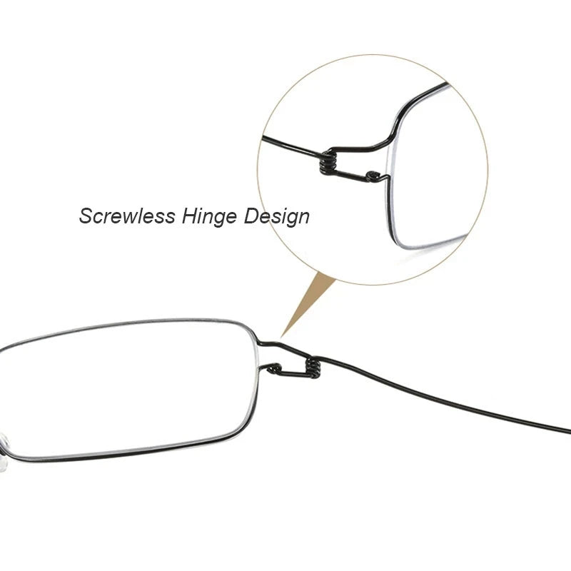 Lightweight Rectangle Reading Glasses with Alloy Frame for Men and Women