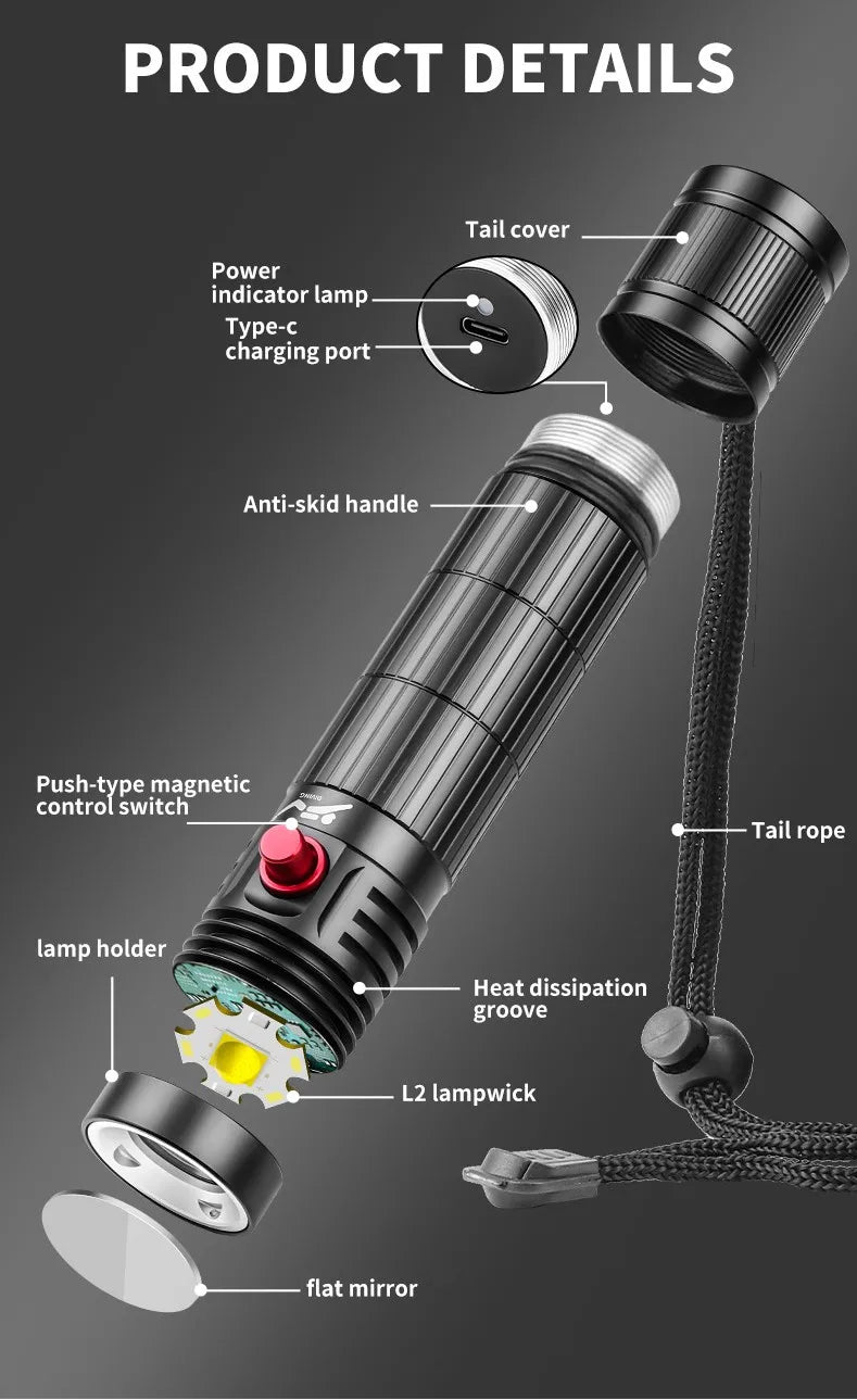 5000LM Professional Diving Flashlight IPX8 Waterproof Underwater LED Torch Rechargeable Dive Light