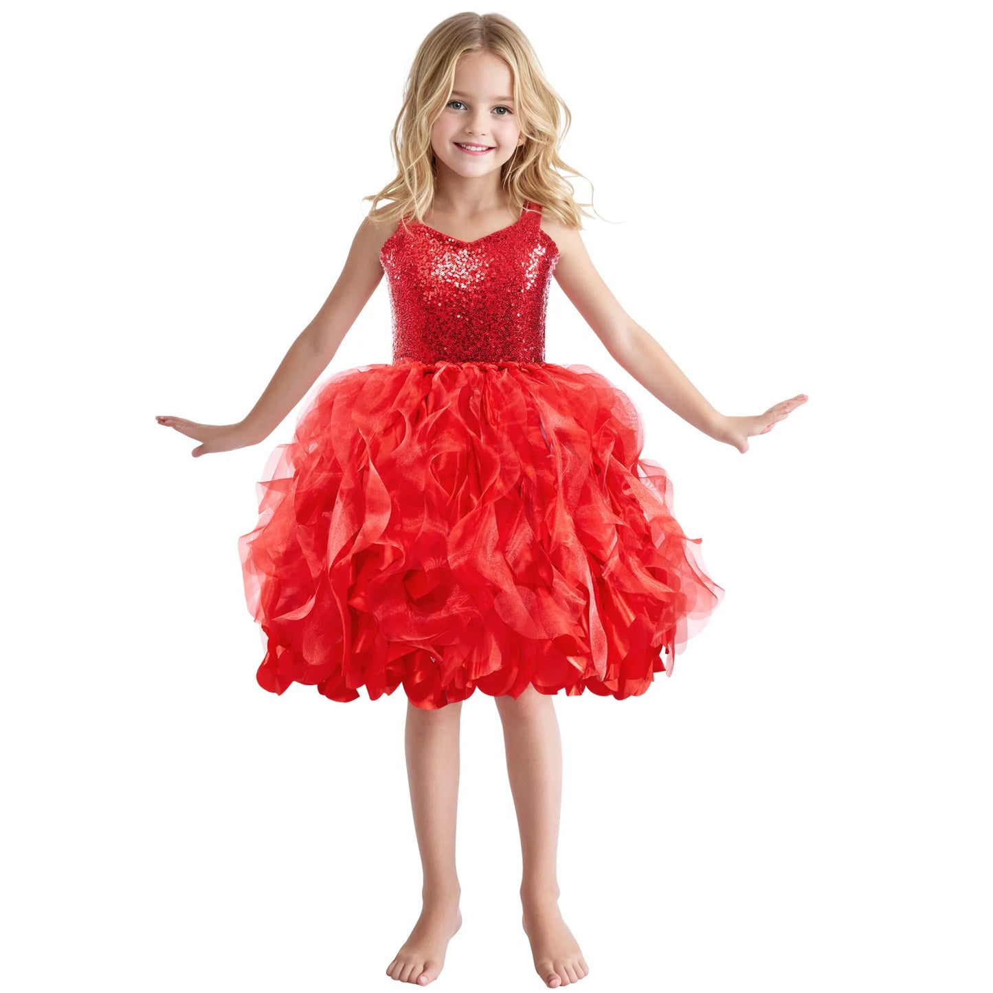 Sequin Pageant Dress with Spiral Hem Birthday Party Gown