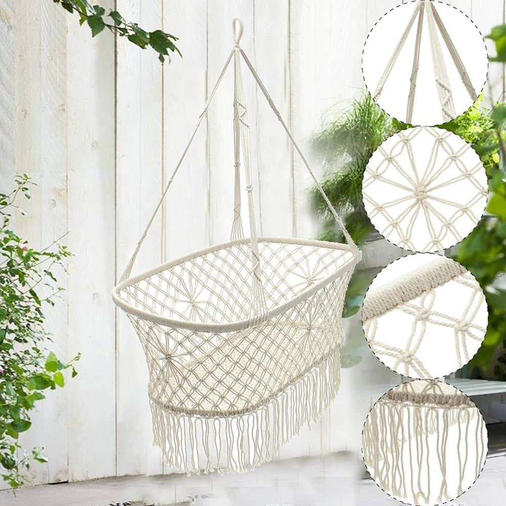 Nordic Style  Indoor and Outdoor Cotton Rope Hammock Hanging Chair Swing  Cradle  Bed Rocking Chair