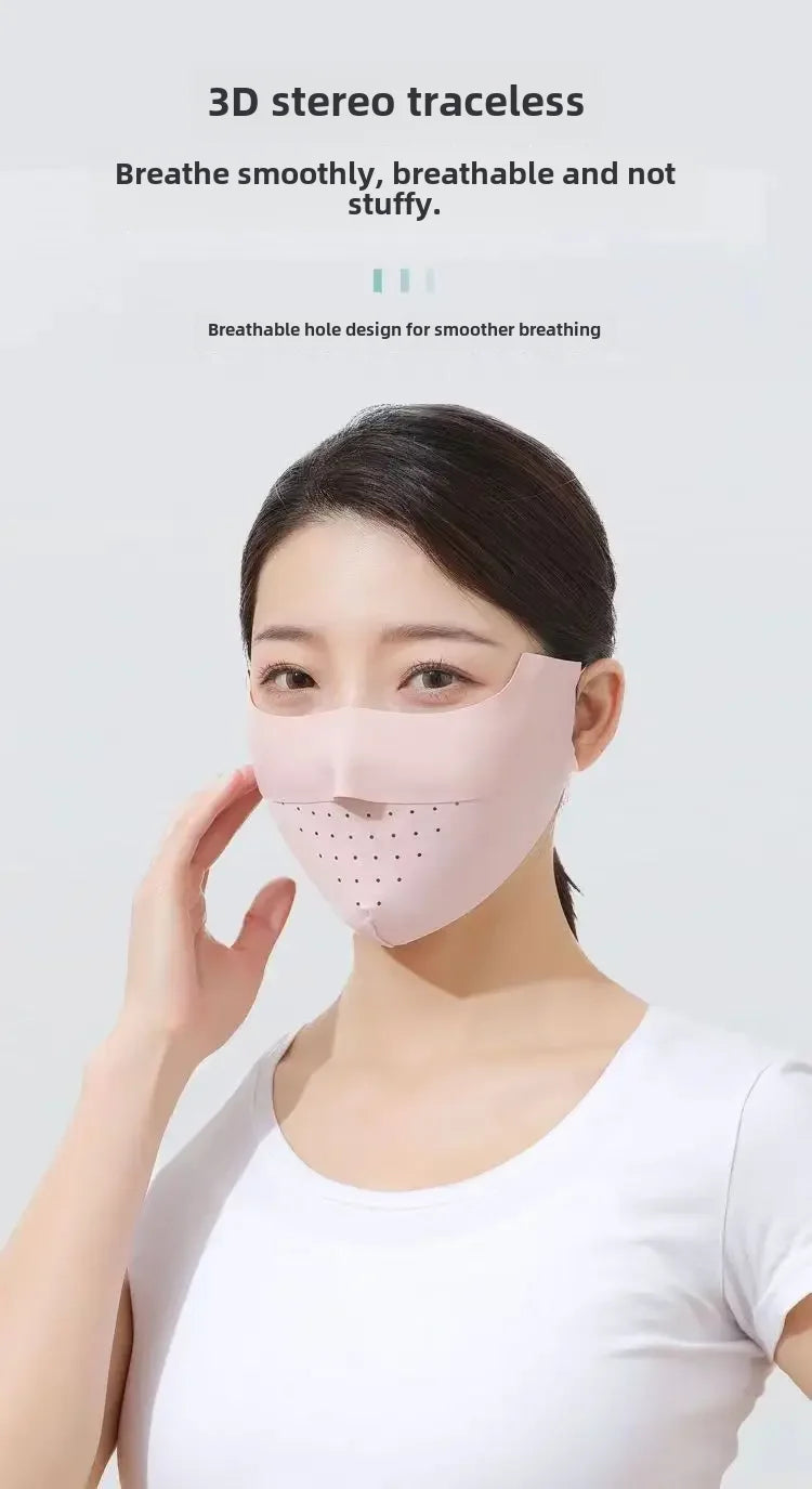 Breathable Sun Protection Face Mask For Men Women High Aesthetic Value Ice Silk Full Face Summer Sunshade Uv Protection