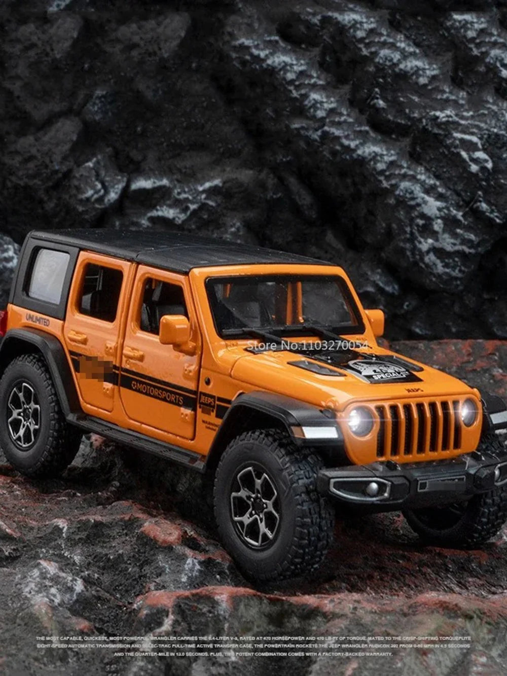 1:32 Wrangler Rubicon Model Toy Alloy Diecast Car Doors Opened Sound Light Pull Back Miniature Off-road Vehicle  Holiday Gift