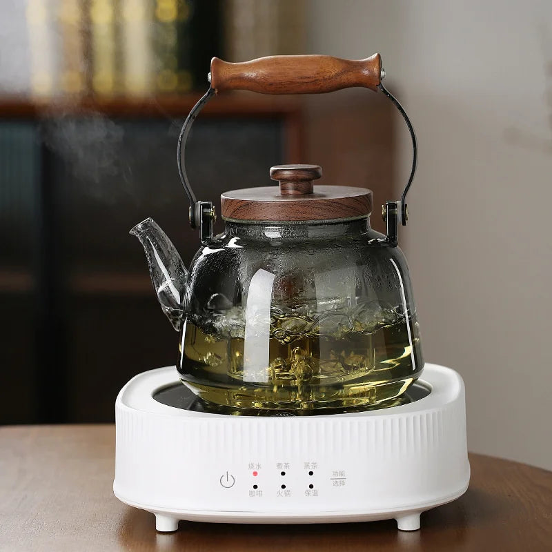 1000ml Embossed High Borosilicate Glass Teapot with Tea Strainer