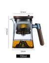 One Click Tea Separation Filtration Bottom Mountain View Glass Teapot With Wood Handle 700ml Kungfu Tea Water Separation Tea Pot