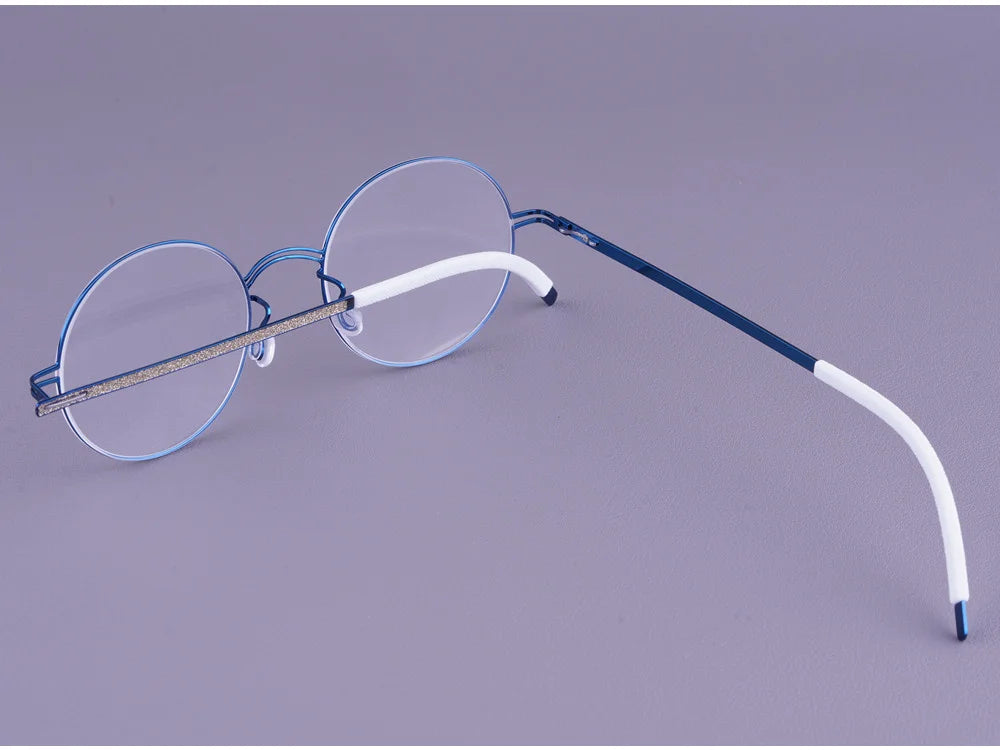 Vintage Round Screwless Titanium Eyeglasses Frame