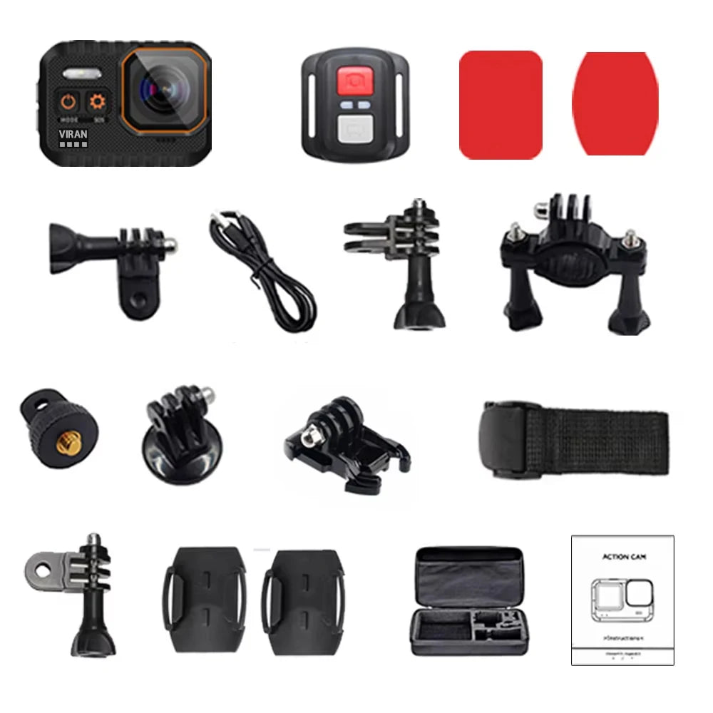 4K WiFi Action Camera with Remote Control Waterproof Sports Camera 170 Degree Wide Angle Helmet and Bicycle Recording Device
