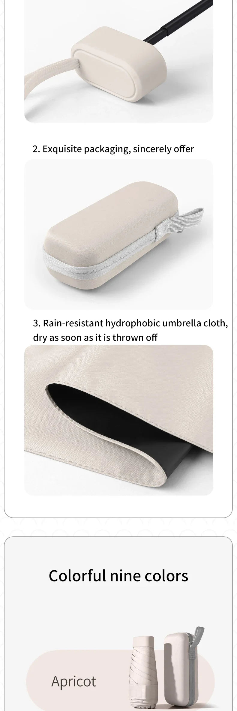 A solid color umbrella with a capsule box and a foldable umbrella for easy travel The umbrella is suitable for both sunny and r