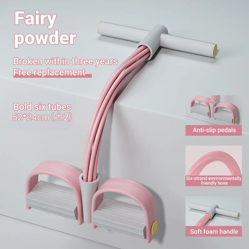 6-Tube Resistance Bands Yoga Pedal Puller Abdomen Waist Arm Training Elastic Pull Rope fitness Exercise At Home