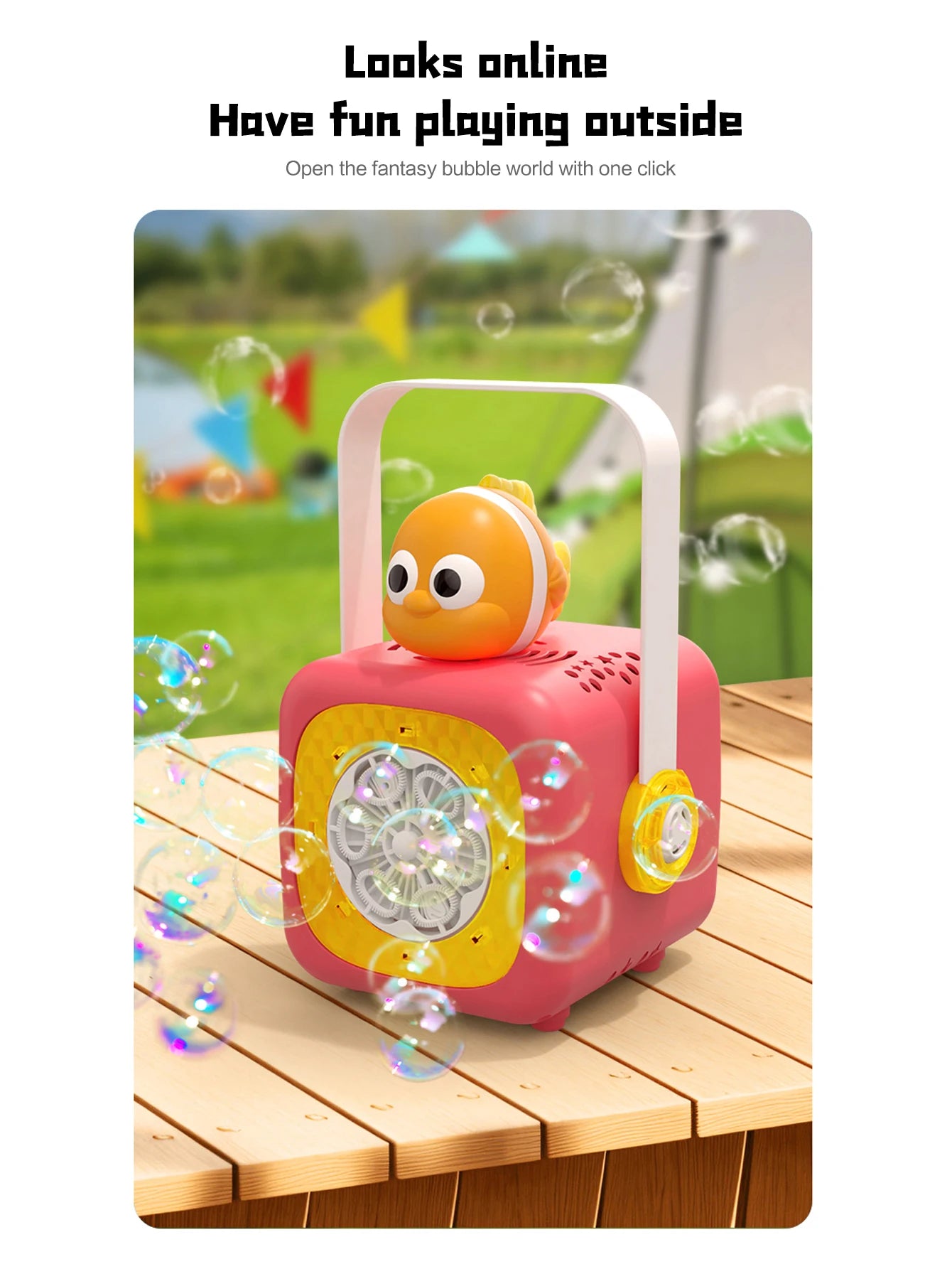 Small fish in the ocean Bubble Machine Outdoor Travel Continuous Bubble for Children (Excluding Bubble Liquid and Battery)