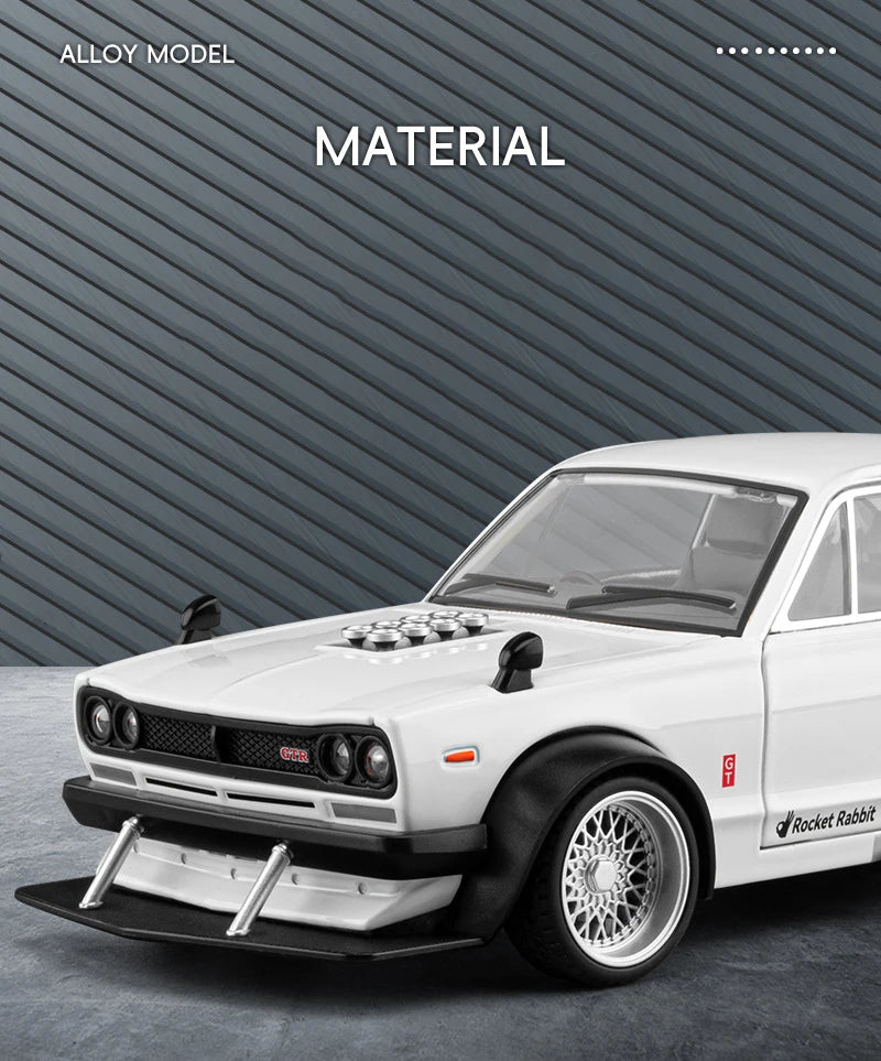1 22 Scale Skyline 2000 GTR KPGC10 V8 Modified Diecast Pull Back Model Car with Sound and Light