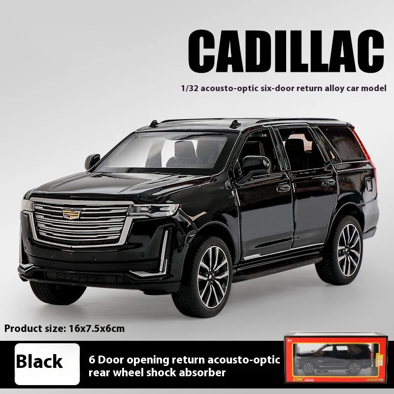 Diecast 1:32 Cadillac Escalade SUV Alloy Model Sound And Light Pull Back Toy Accessories For The Car Birthday Present For Boys