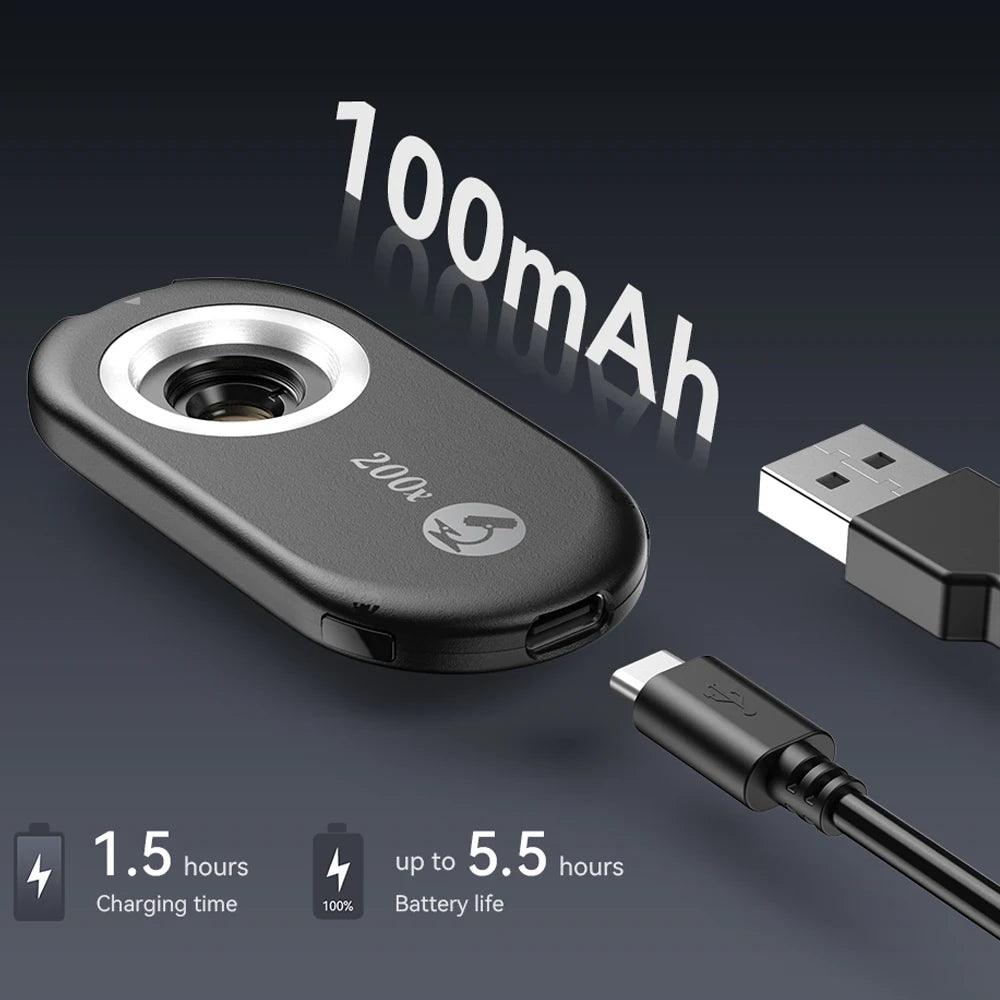200X Smartphone Microscope Lens with LED Light