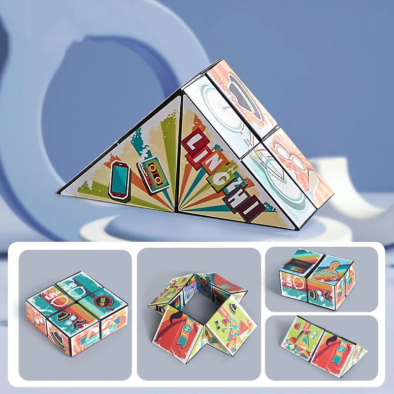 Extraordinary 3D Magic Cube Puzzle Fidget Toys Variety Geometric Shape Changeable Decompression Hand Flip Puzzle Cube