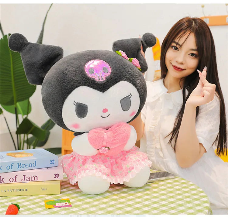 Kawaii Hello Kitty Plush Toy Cute Filled Doll for Kids Birthday Gift Lovely My Melody Kuromi Floral Stuffed Animal Soft Large