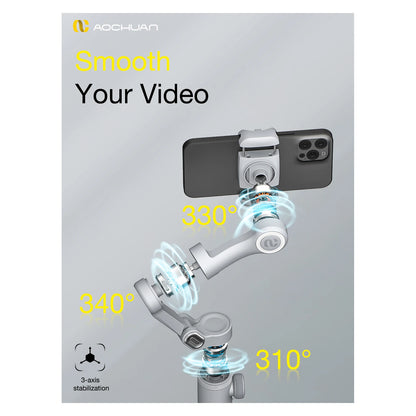 Professional Gimbal Stabilizer for Smartphone OLED Display LED Light 3-Axis for iPhone&Android