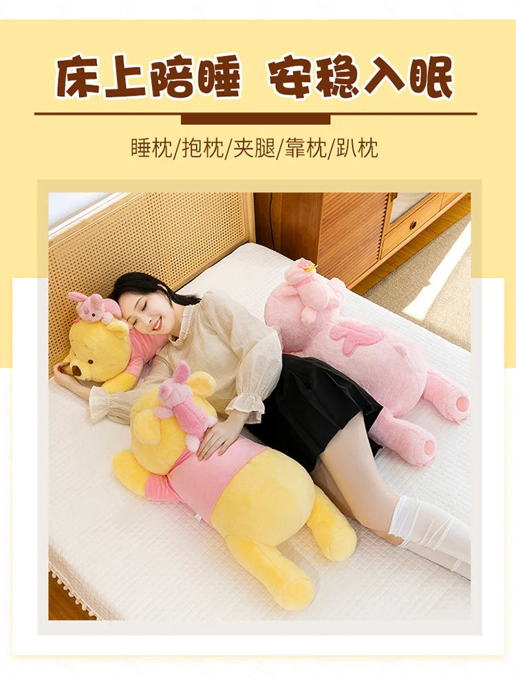 80cm New Cherry Blossom Series Kawaii Stitch Plush Toy Stuffed Doll Cute Winnie Dumbo Sitting Figure Kids Birthday Xmas Gift