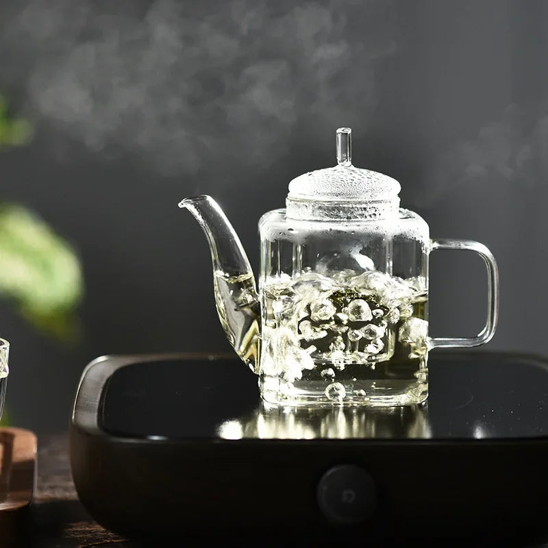 Japanese Square Glass Tea Pot with Infuser Thickened Borosilicate Kung Fu Tea Set 300ml