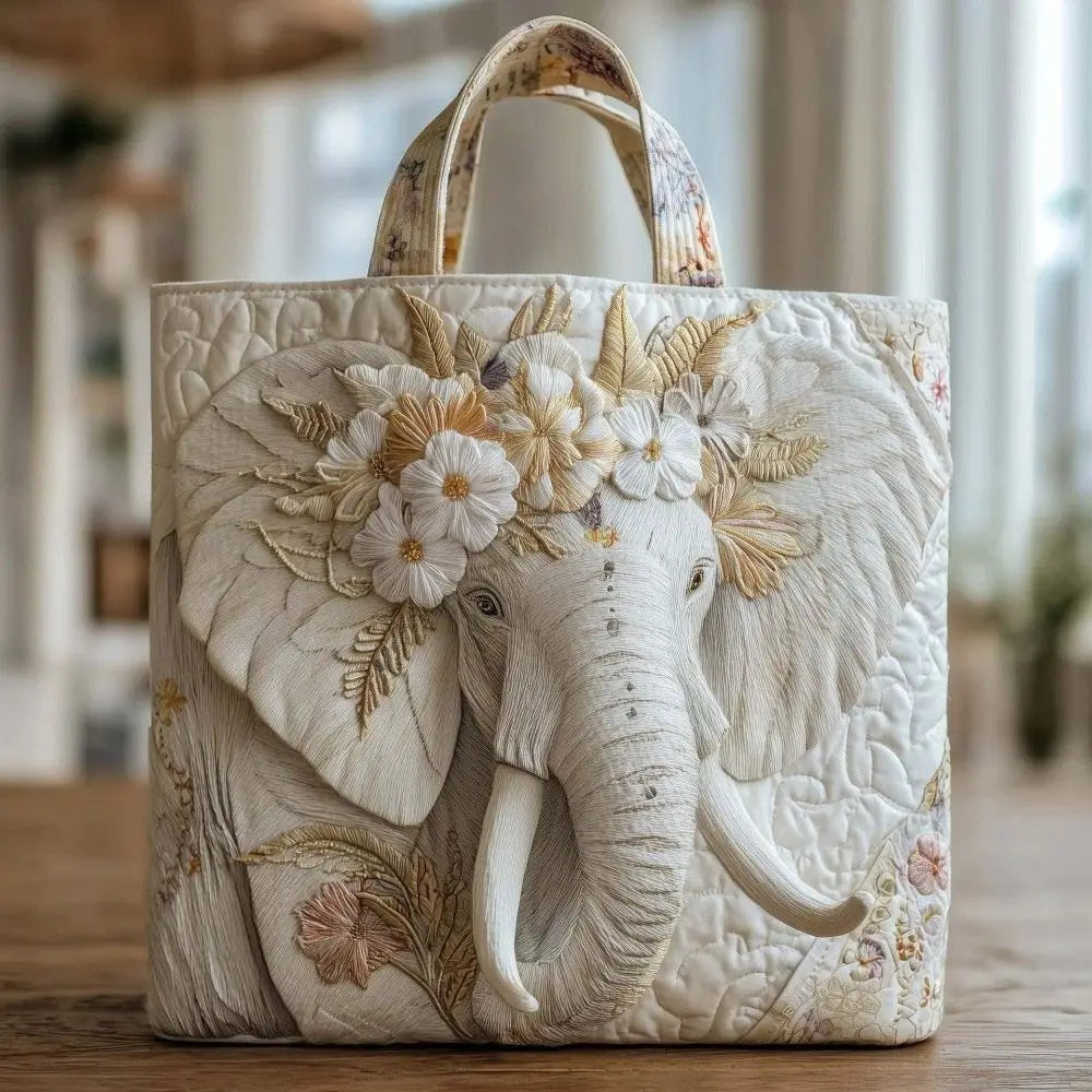Vintage Quilted Tote Bag Large Capacity 3D Printed Canvas Shoulder Bag