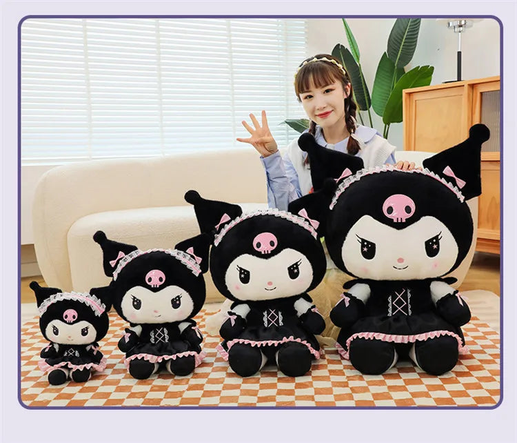 Hot Kawaii 60cm Dark Uniform Kuromi Plush Toy Cartoon Anime Sanrio Stuffed Doll Cute Kuromi Pillow for Kids Birthday Xmas Gift