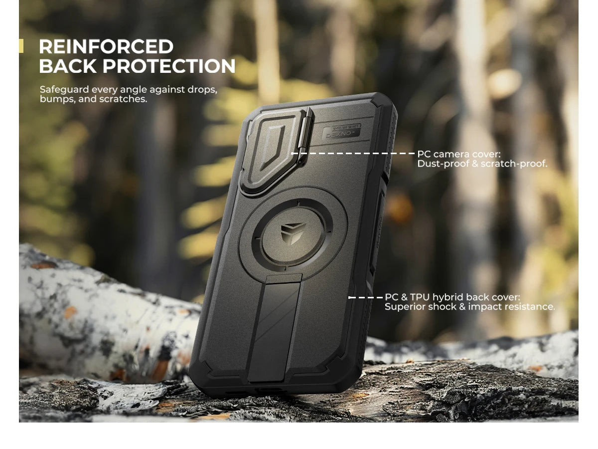 For Samsung Galaxy S25 Ultra Rugged Armor Shockproof Case with Built-in Sliding Camera Cover Built-in Screen Protector Kickstand