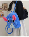 Disney Plush Backpack Ins Japanese Blue Stitch Funny Cartoon Large-Capacity Student Backpack Kindergarten Bag