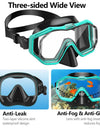 Snorkel Mask 3 Windows Panoramic Wide View HD Three-Lens Adjustable Scuba Snorkeling Swimming Diving For Adults and Kids