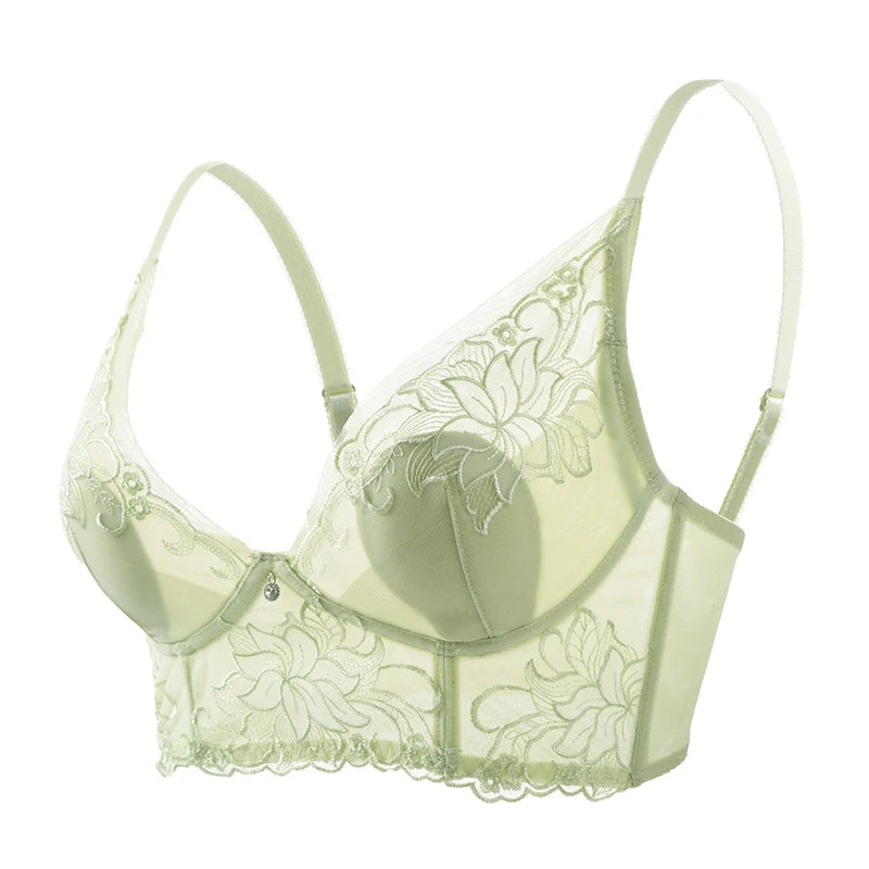 Women’s Lace Transparent Rabbit Ears Push-Up Bra – Soft, Thin, Wire-Free Bralette