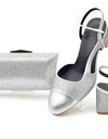 Silver Shoe and Bag Set for Party in Women Shoes and Bags Set for Women Italian African Women Wedding Shoes with Rhinestone