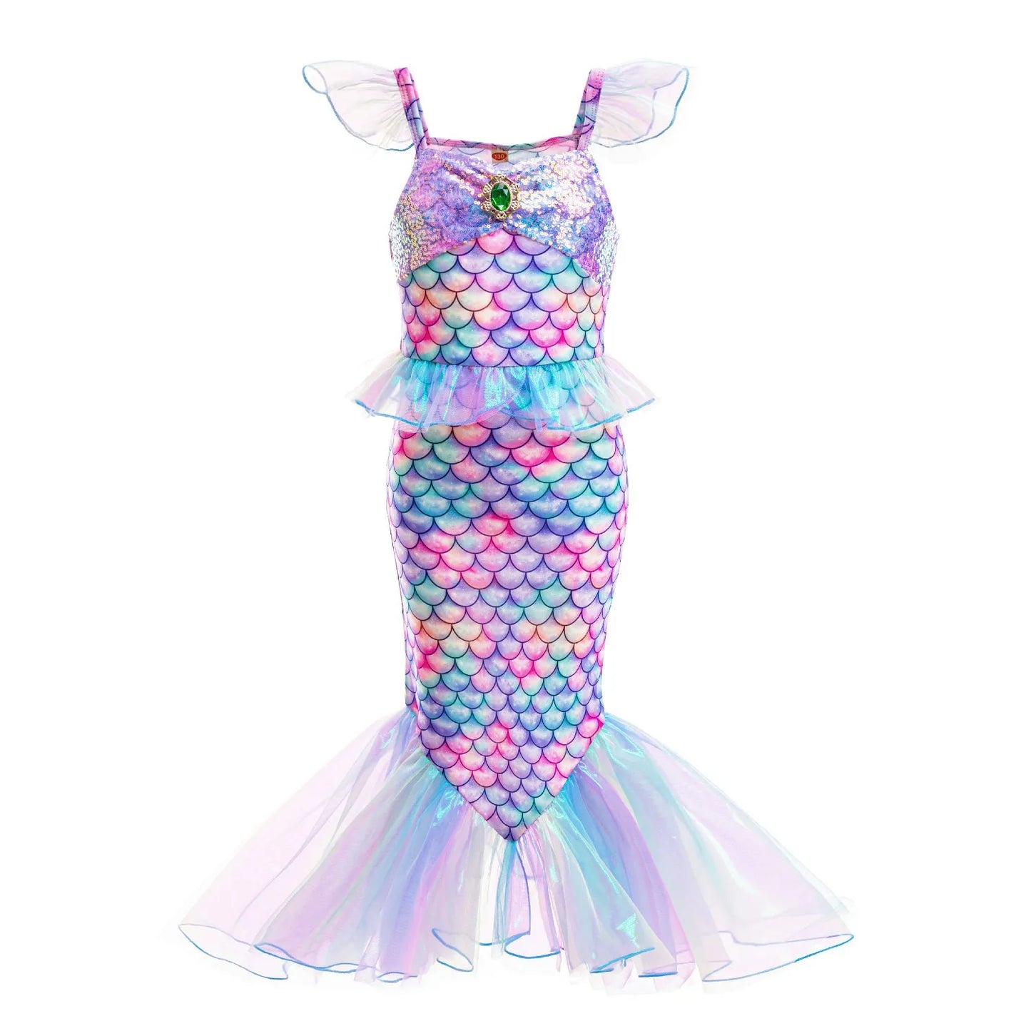 Ariel Mermaid Dress Gown Fashionable Princess Roleplay Costume for Girls