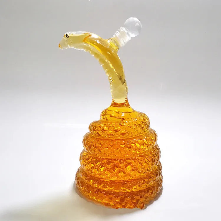 Snake Shaped Wine Bottle 500/1000mI High Borosilicate Glass Process Chinese Zodiac Snake Transparent Empty Bottle Whisky Bottle