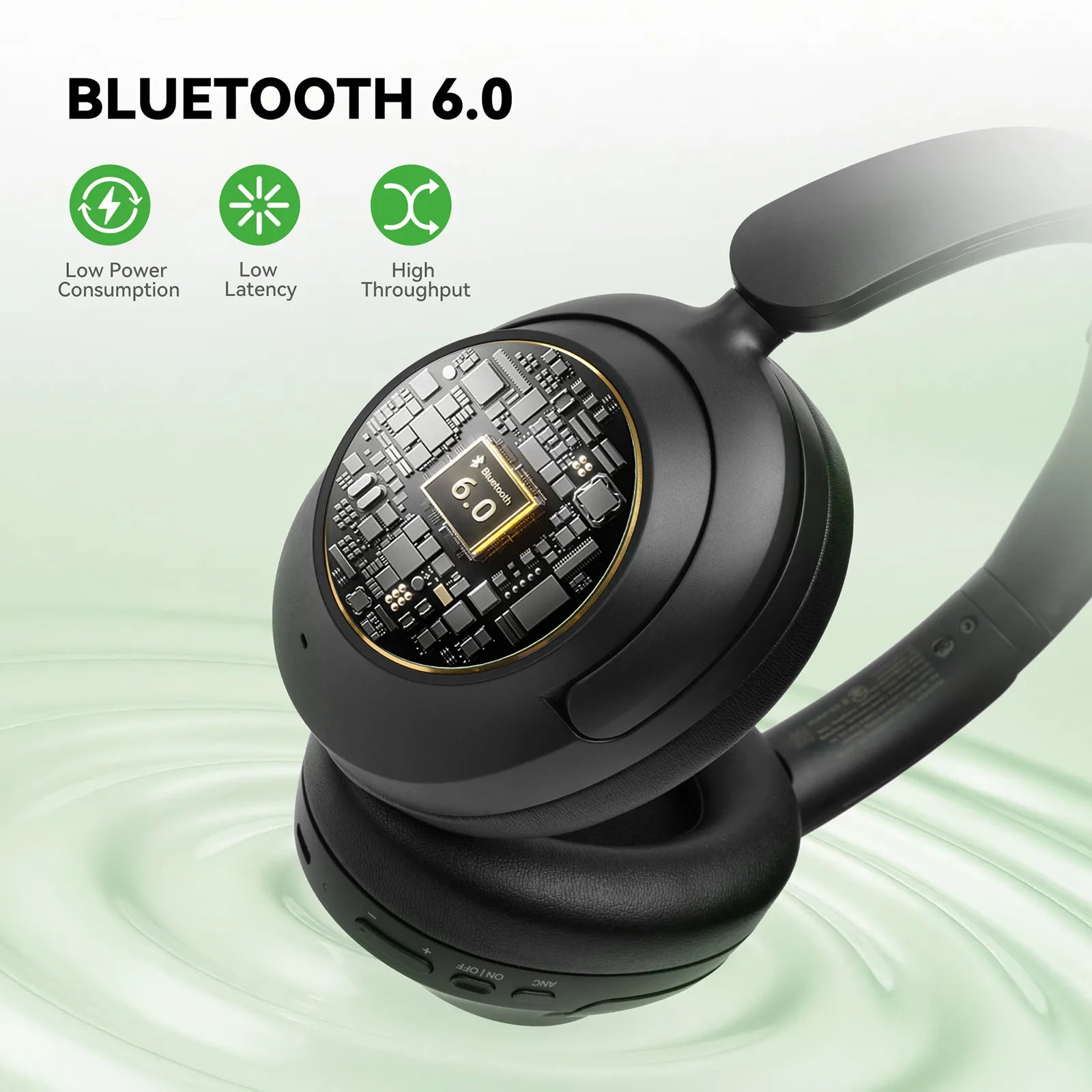 A6 ANC Wireless Bluetooth 6.0 Headphones -48dB Hybrid Active Noise Cancelling Over Ear Headset With Mic Hi-Res LDAC APP