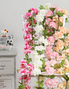 Artificial Hanging Flowers Garland Cherry Blossom Fake Plants Vines for Outdoor Home Wall DIY Wreaths Wedding Arch Garden Decor