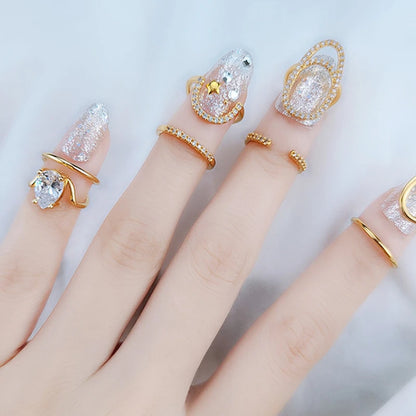 Trendy Hollow Zirconia Fingertip Nail Ring Thin Gothic Open Rings