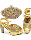 Style Matching Bag and Shoes Set Italian Women Design Shoes Matching Bag Decorated with Rhinestone Luxury Pumps Women