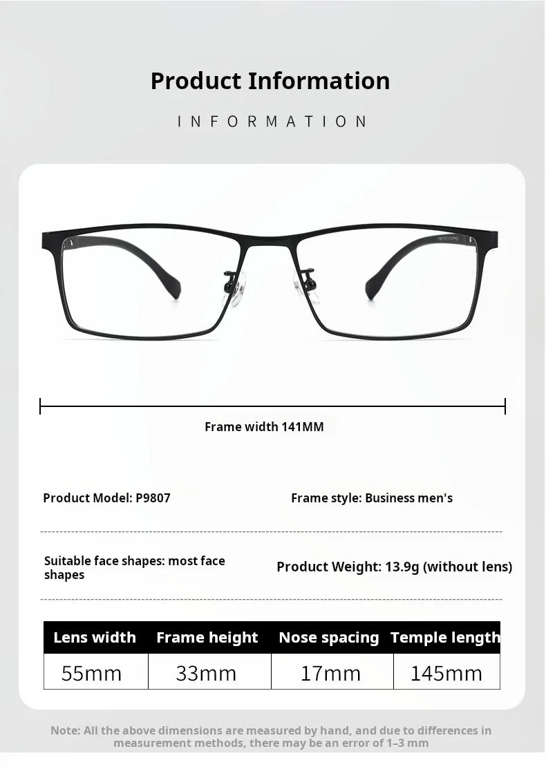 Retro Square Lightweight Alloy Eyeglasses Frames for Men
