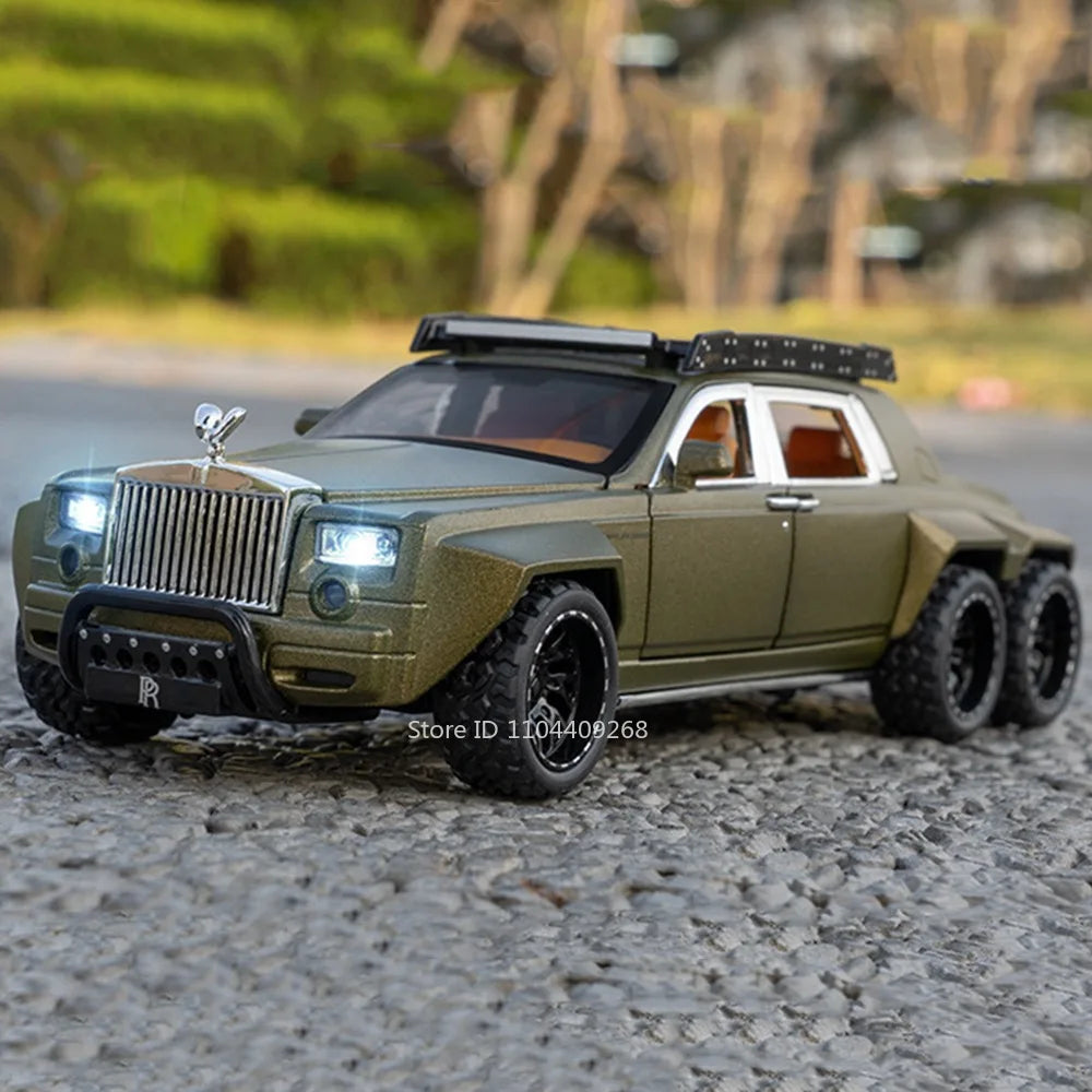 1:32 Scale Rolls-Royce Phantom 6x6 Wraith Car Model Toy Diecast Metal Alloy Off-Road Vehicle Models Sound Light Gifts
