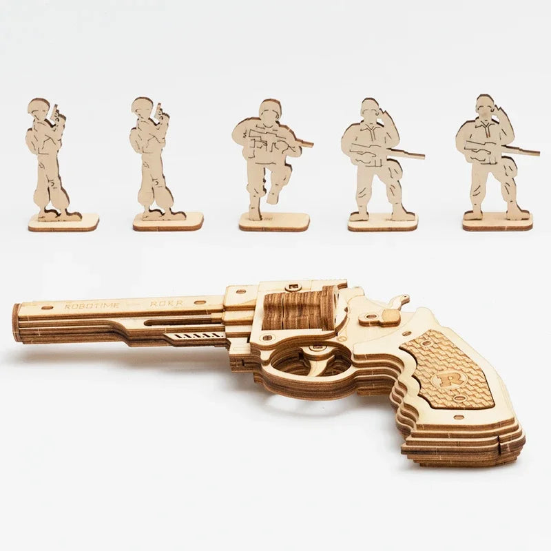 3D Wooden Puzzle Rubber Band Guns  Justice Guard  Toy Corsac  M60 For Teens Funny Outdoors Game Shooter Gifts LQ401