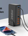 268W USB C Charger, Portable Travel 3rd GaN Charger, 8-Port Fast Charging Station, Multi Port USB Charger, PD100W Laptop Charger