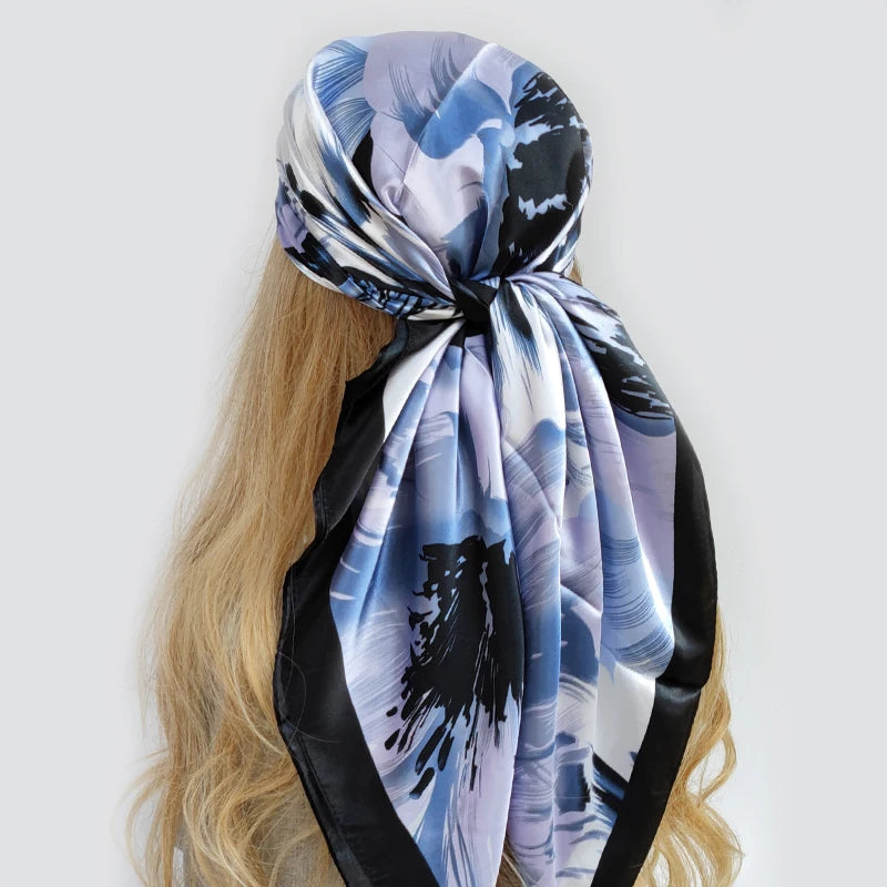 Retro Women Silk Scarf Bandanna Fashion Bohemian Pattern Square Hijab Lady Wrap Headband foulard muffler