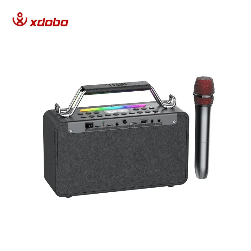 Bold Mini Portable Outdoor 80W High-Power Karaoke Speaker with 1 Microphone and Heavy Bass for Parties and Camping